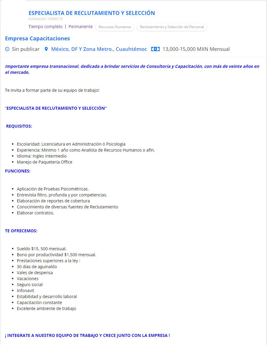 vacantes que consiguen más postulaciones de candidatos
